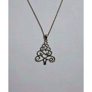 MESTIGE Pretty Silver Tone Christmas Tree Pendant Necklace With Stones